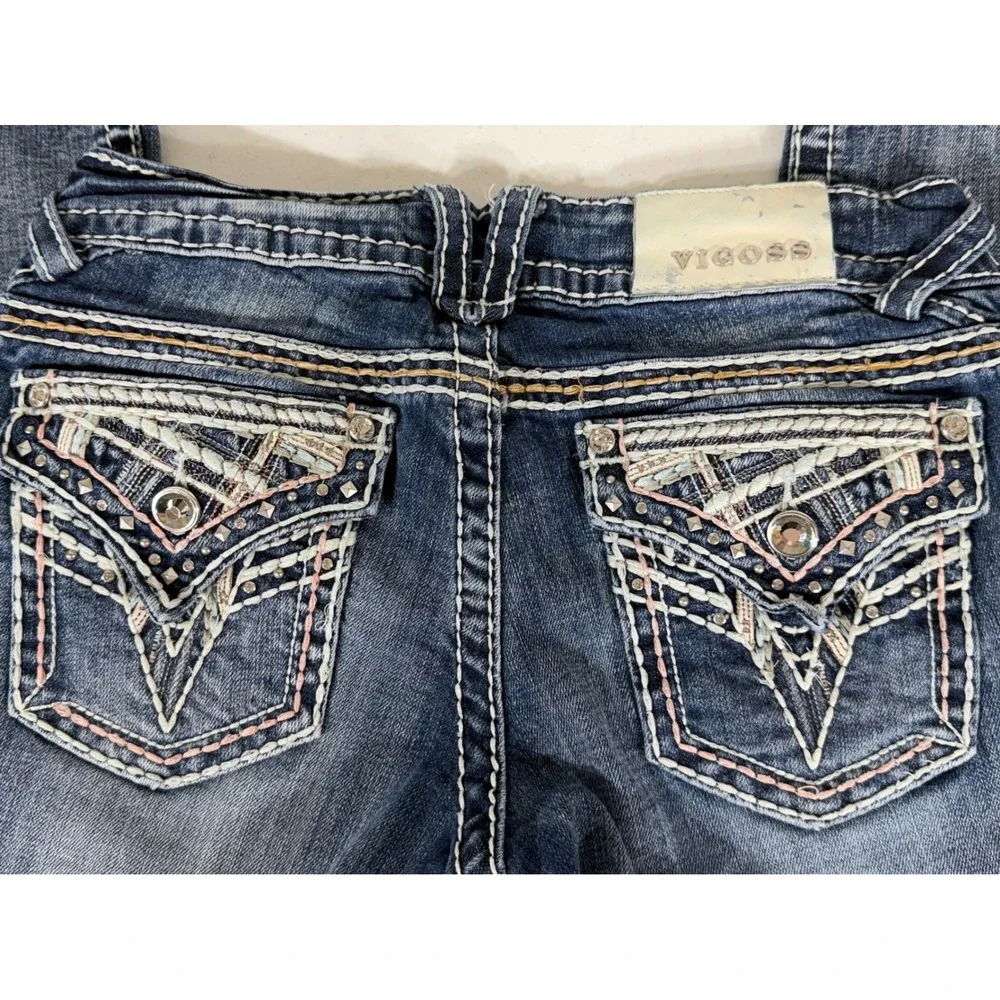 Vigoss‎ New York Boot 3/4 (28x29.5) Low Rise Embroidered Rhinestones Stitching